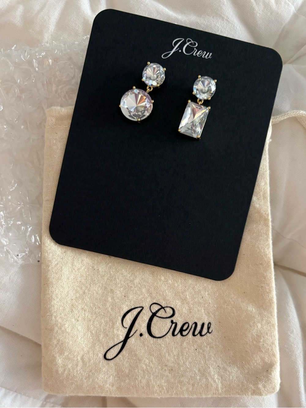 J. Crew Gold-Tone Clear Crystal Drop Earrings
